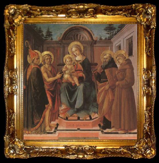 framed  Francesco di Stefano called Pesellino The Virgin and Child Surrounded (mk05), ta009-2